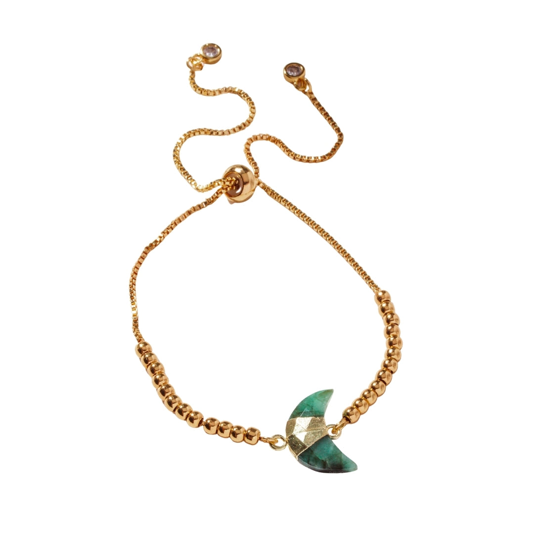 Emerald Crescent Bracelet – Gold Accent Jewelry