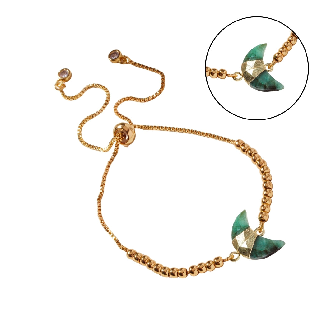 Emerald Crescent Bracelet – Gold Accent Jewelry