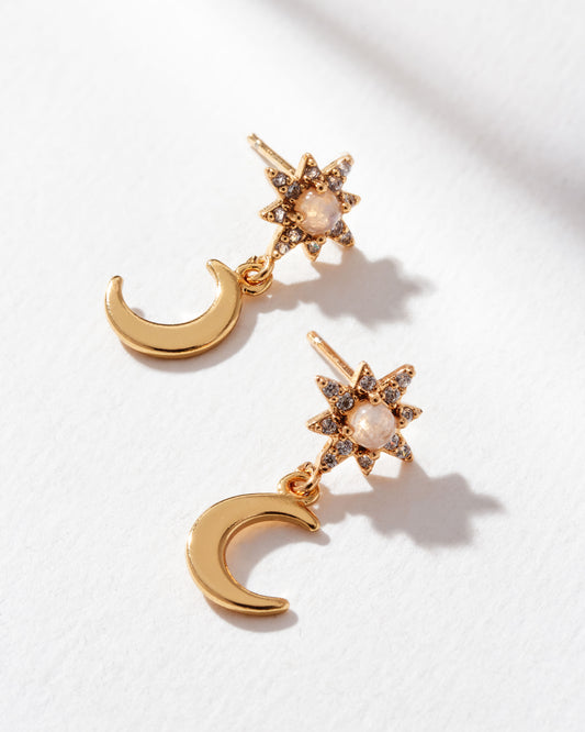 Celestial Moonstone Drop Earrings