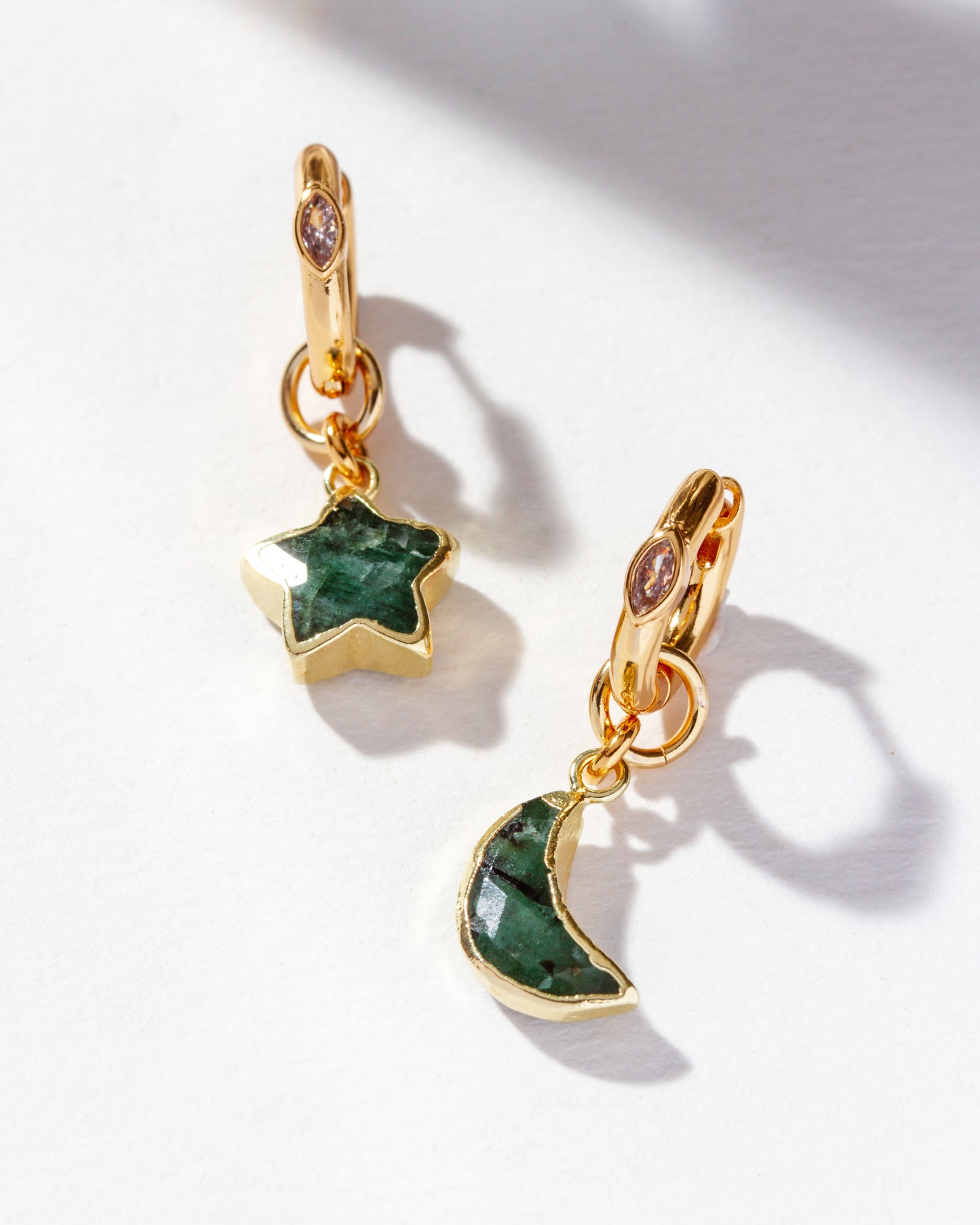 Stellar Emerald Crescent Earrings