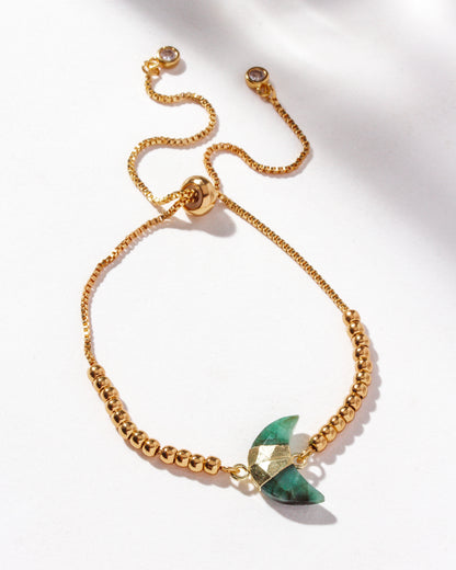 Emerald Crescent Bracelet – Gold Accent Jewelry