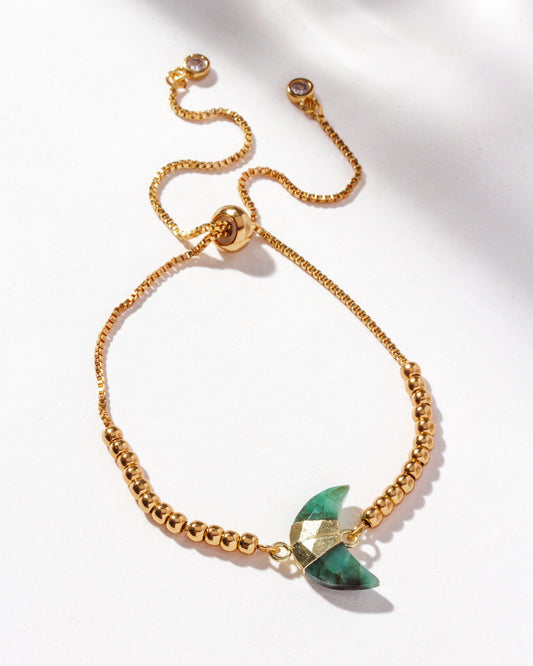 Emerald Crescent Bracelet – Gold Accent Jewelry
