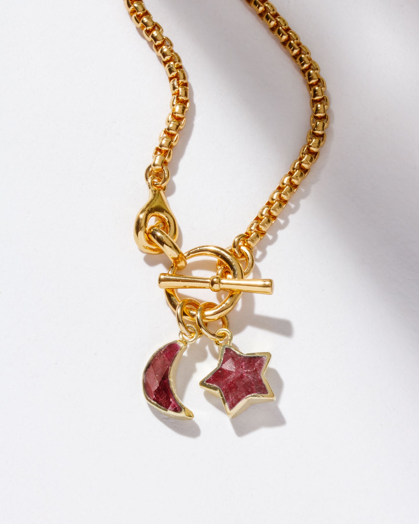 Celestial Crescent Pendant - Ruby